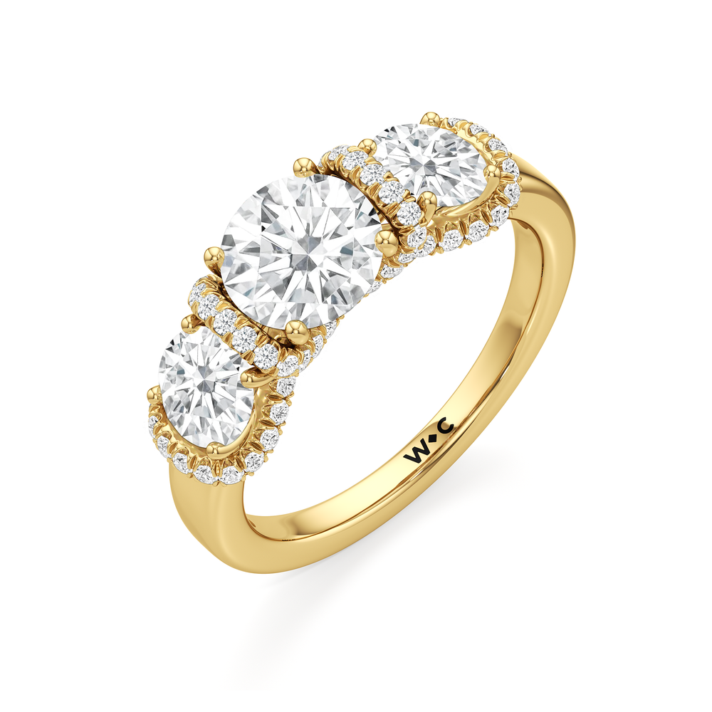 The Fulton Three Stone Ring with 18KT Yellow Gold / Lab / 3 1/6 Cut Diamond in 14KT Yellow Gold / Lab / 3 1/6 view 5
