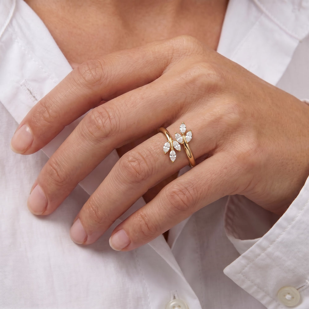 The Vine Bloom Ring with 14KT White Gold / Lab / 3/8 Cut Diamond in 14KT White Gold / Lab / 3/8 view 2
