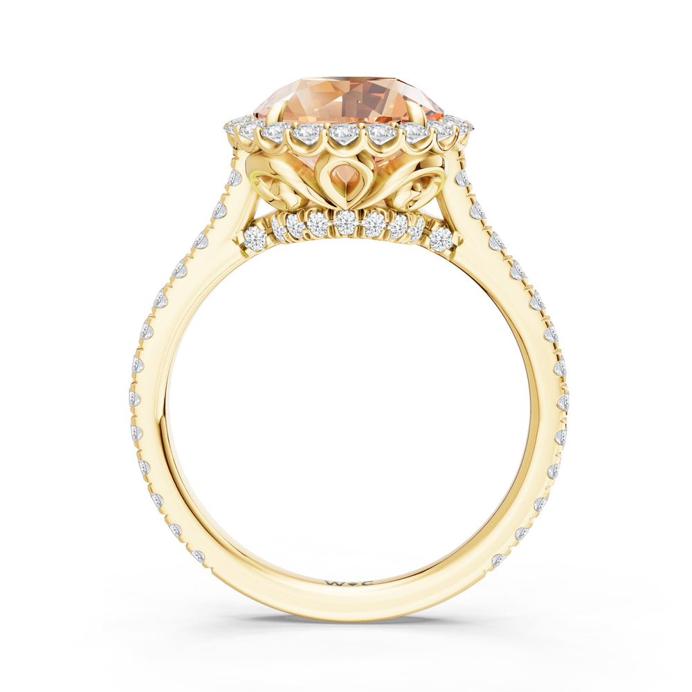 The Rosalune Ring with 9X9 MM Cut Diamond in 14KT Yellow Gold view 2
