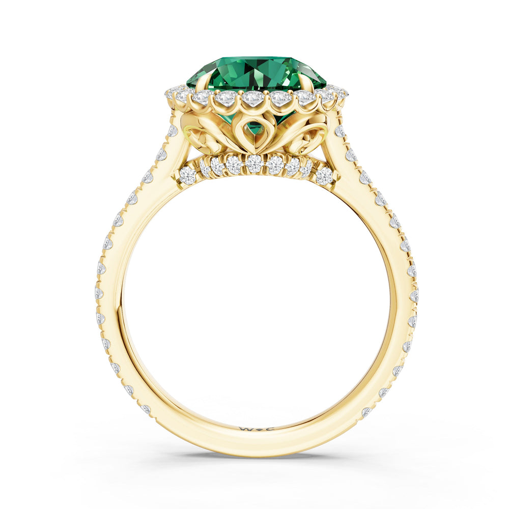 The Rosalune Ring with Created Emerald Cut Diamond in 14KT Yellow Gold view 2
