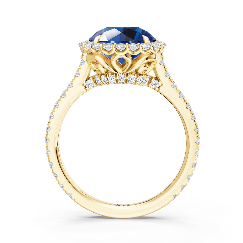 The Rosalune Ring with 9X9 MM Cut Diamond in 14KT Yellow Gold view 2
