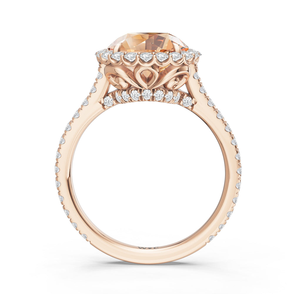 The Rosalune Ring with Created Morganite Cut Diamond in 14KT Rose Gold view 2

