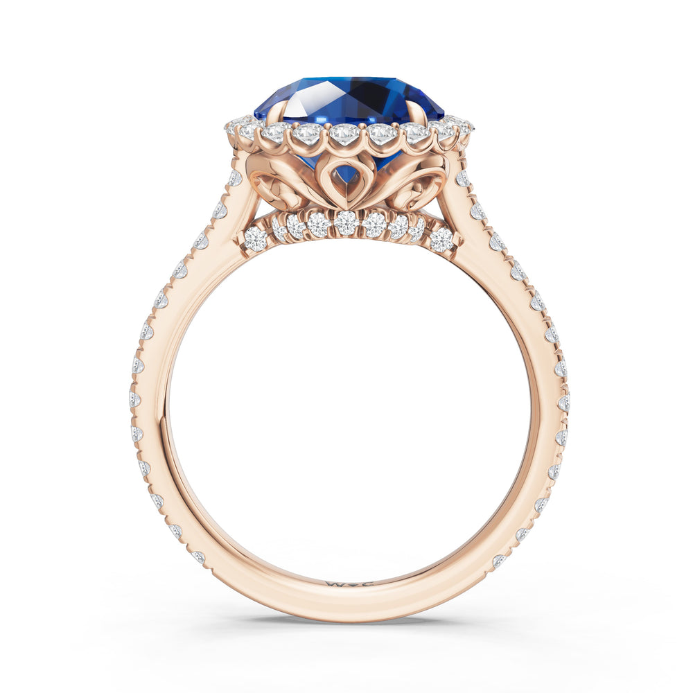 The Rosalune Ring with 9X9 MM Cut Diamond in 14KT Rose Gold view 2
