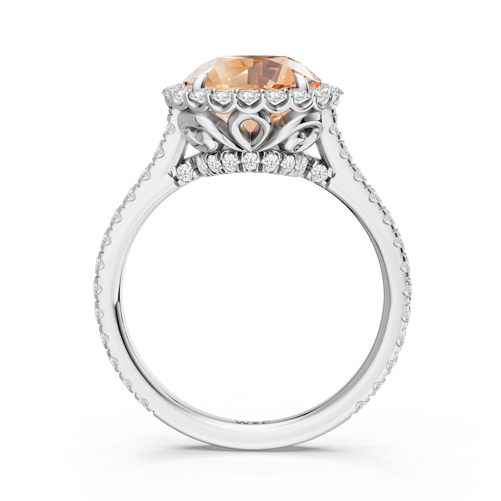 The Rosalune Ring with 9X9 MM Cut Diamond in 14KT Platinum view 2

