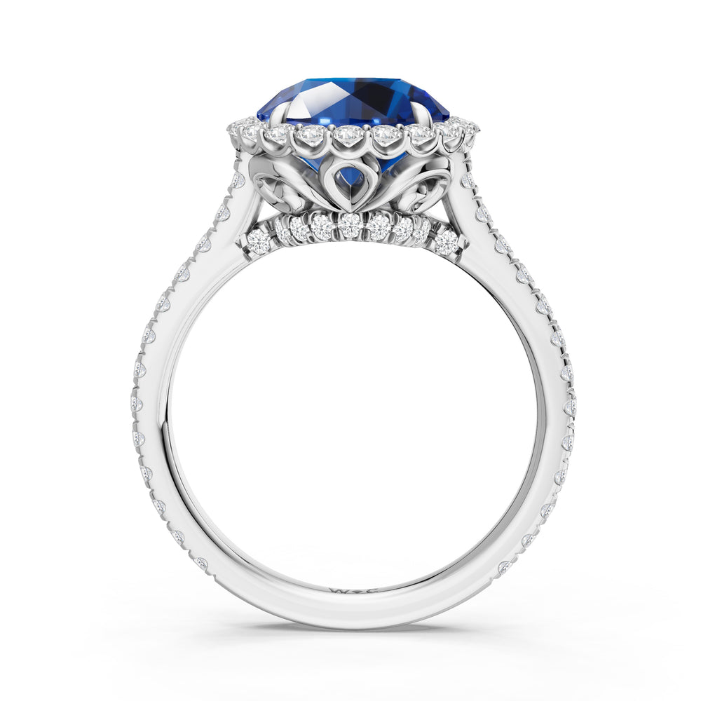 The Rosalune Ring with 9X9 MM Cut Diamond in 14KT Platinum view 2
