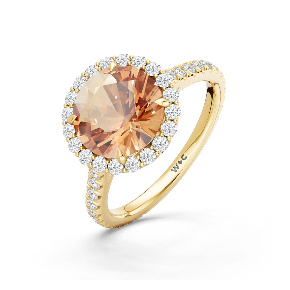 The Rosalune Ring with Created Morganite Cut Diamond in 14KT Yellow Gold view 3
