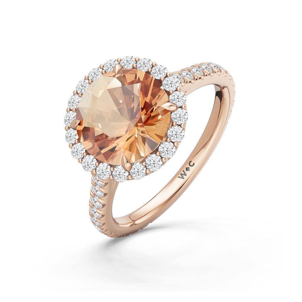 The Rosalune Ring with Created Morganite Cut Diamond in 14KT Rose Gold view 3
