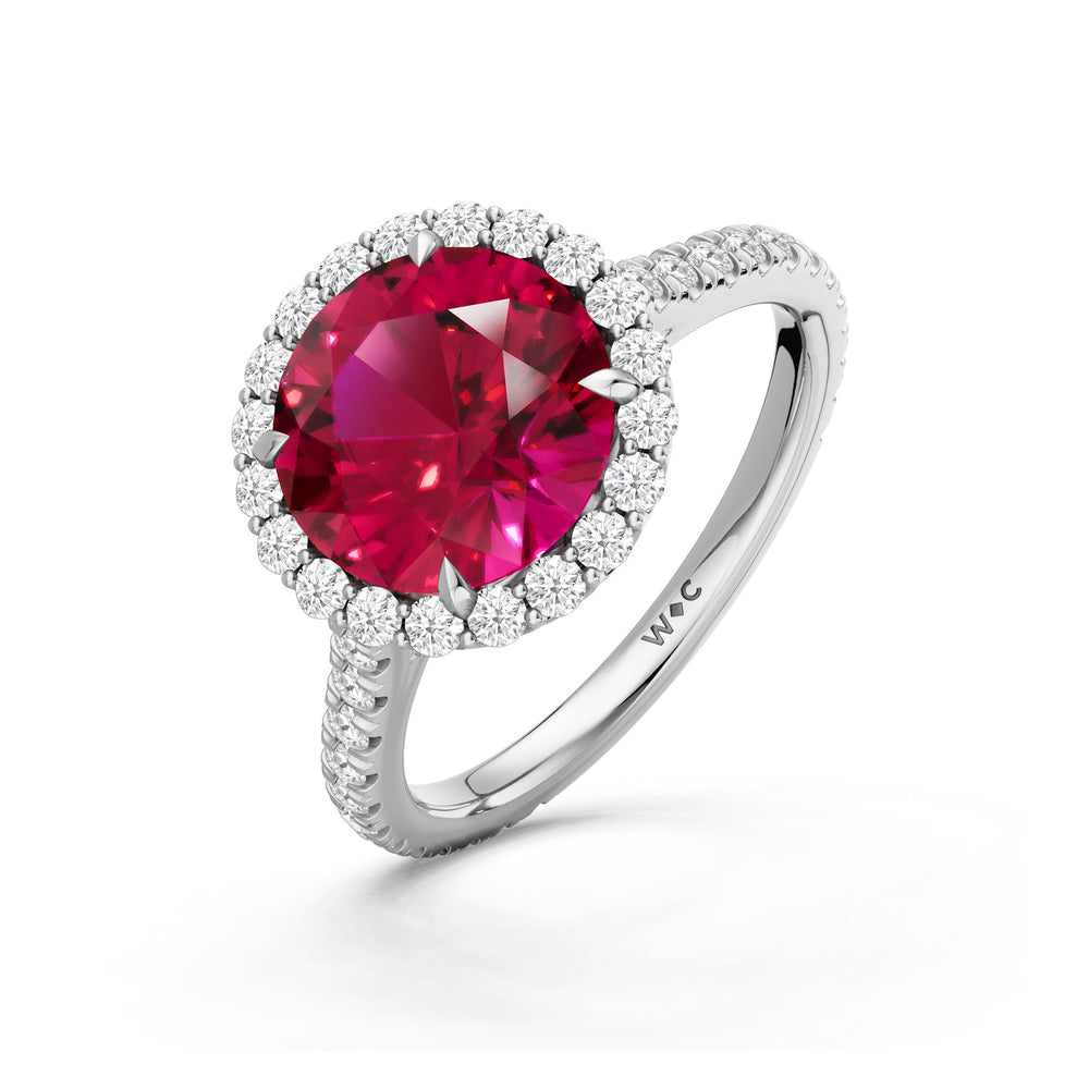 The Rosalune Ring with Created Ruby Cut Diamond in 14KT Platinum view 3
