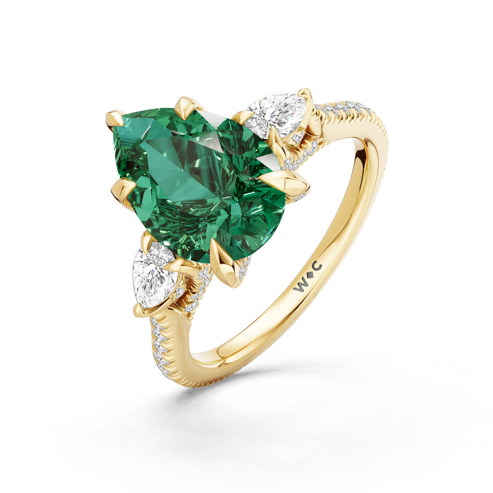 The Rosavine Ring with 12X8 MM Cut Diamond in 14KT Yellow Gold view 3
