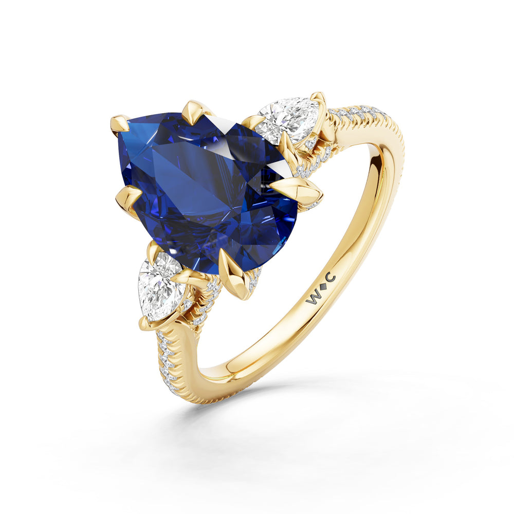 The Rosavine Ring with 12X8 MM Cut Diamond in 14KT Yellow Gold view 3
