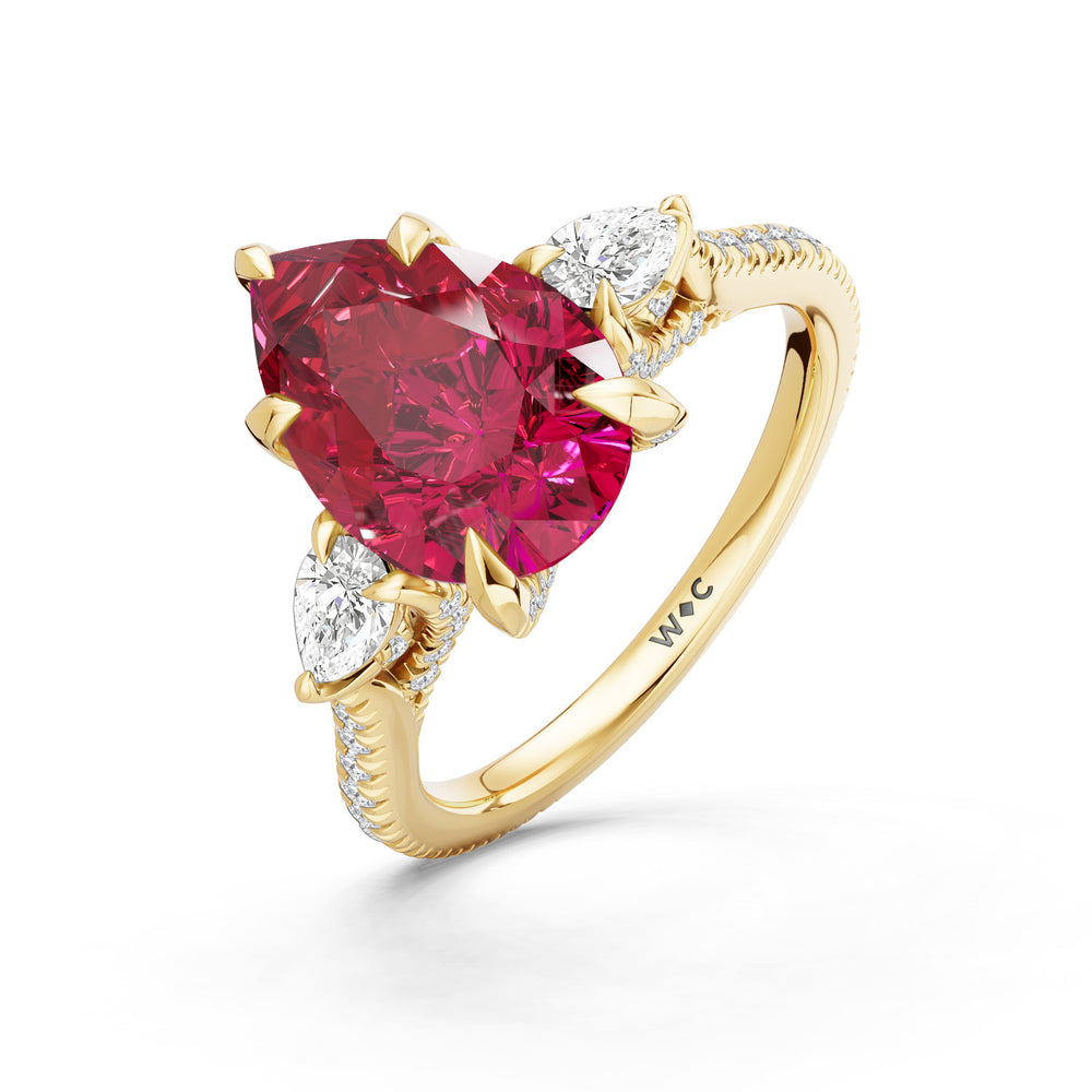 The Rosavine Ring with 12X8 MM Cut Diamond in 14KT Yellow Gold view 3
