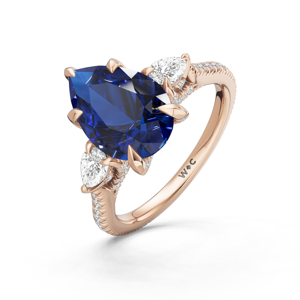 The Rosavine Ring with 12X8 MM Cut Diamond in 14KT Rose Gold view 3
