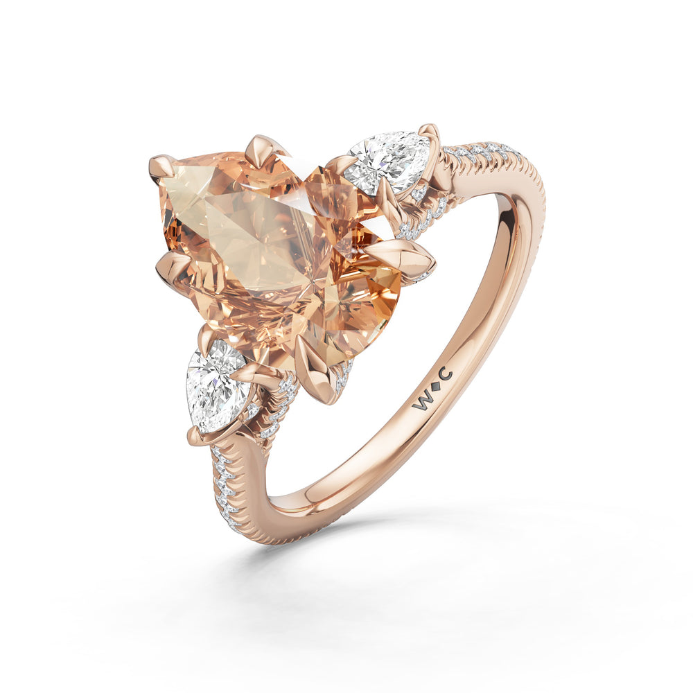 The Rosavine Ring with 12X8 MM Cut Diamond in 14KT Rose Gold view 3

