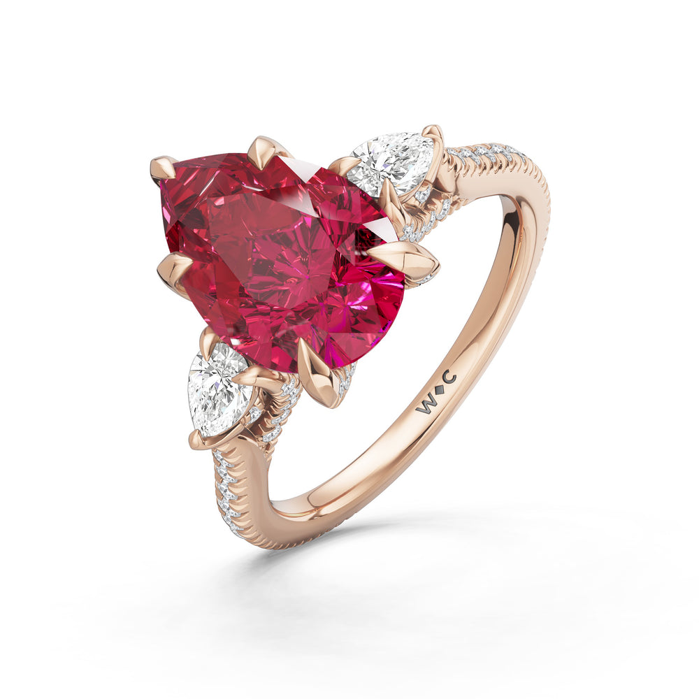 The Rosavine Ring with 12X8 MM Cut Diamond in 14KT Rose Gold view 3
