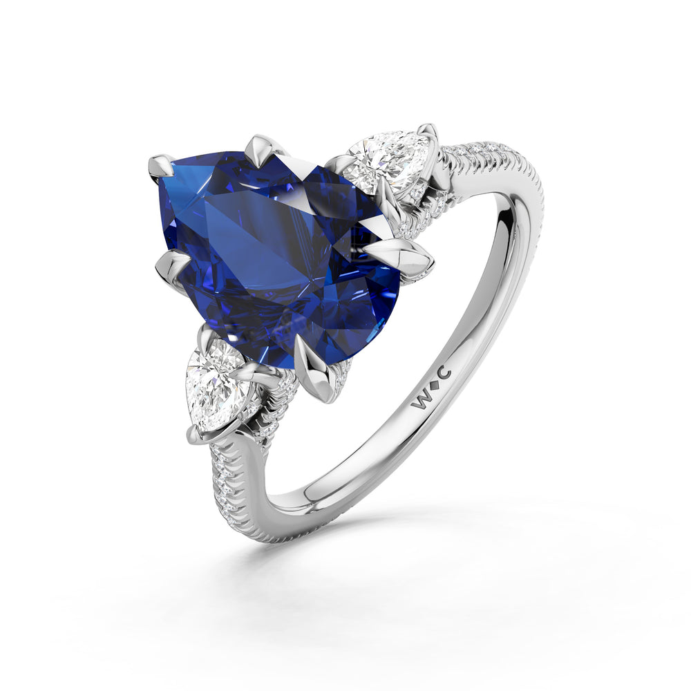 The Rosavine Ring with 12X8 MM Cut Diamond in 14KT Platinum view 3
