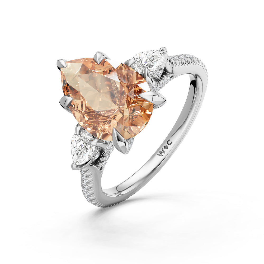The Rosavine Ring with 12X8 MM Cut Diamond in 14KT Platinum view 3
