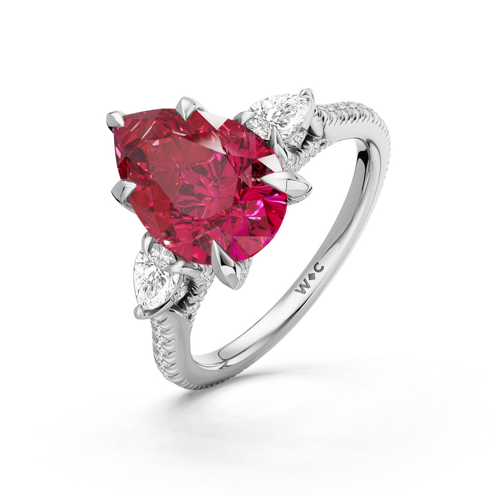 The Rosavine Ring with 12X8 MM Cut Diamond in 14KT Platinum view 3
