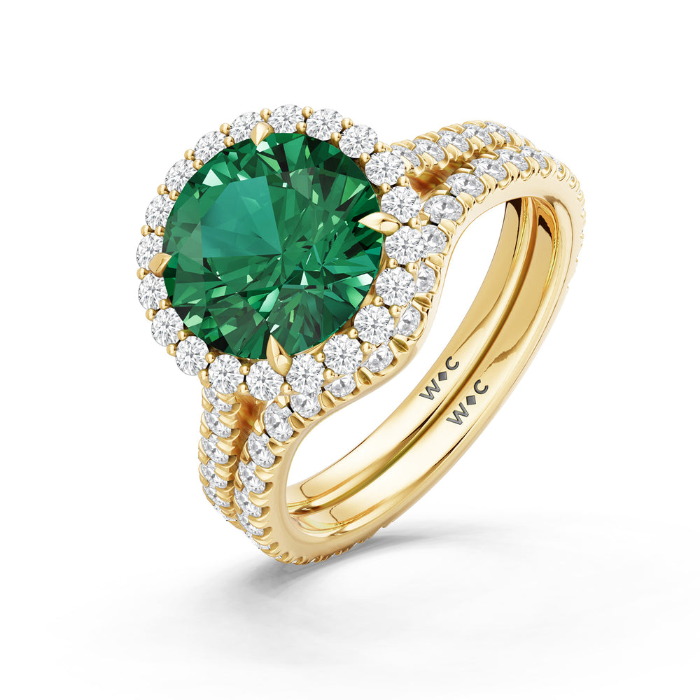 The Rosalune Ring with Created Emerald Cut Diamond in 14KT Yellow Gold view 4
