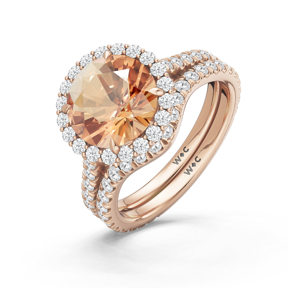 The Rosalune Ring with Created Morganite Cut Diamond in 14KT Rose Gold view 4
