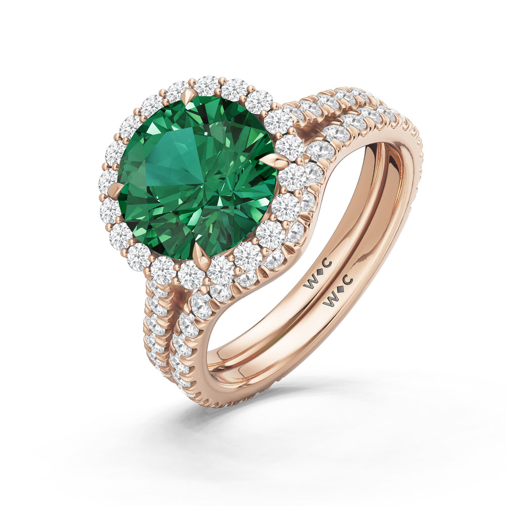 The Rosalune Ring with Created Emerald Cut Diamond in 14KT Rose Gold view 4

