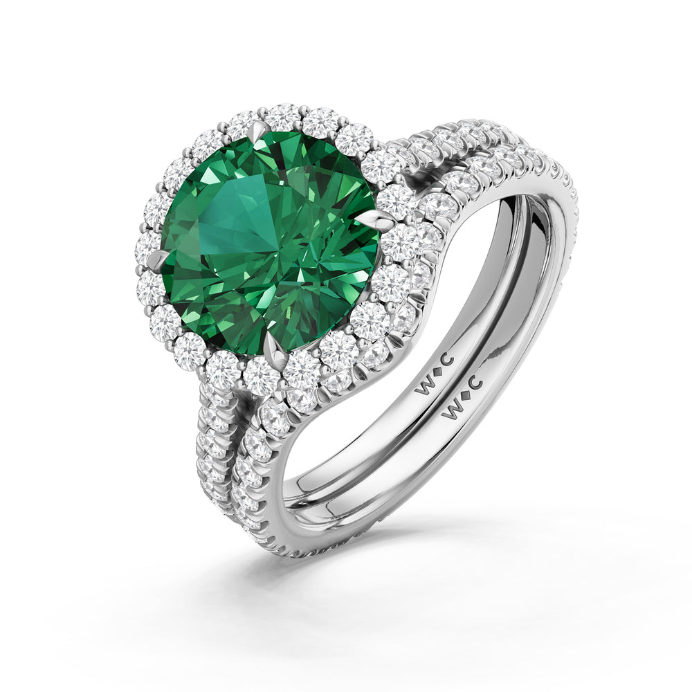 The Rosalune Ring with Created Emerald Cut Diamond in 14KT Platinum view 4

