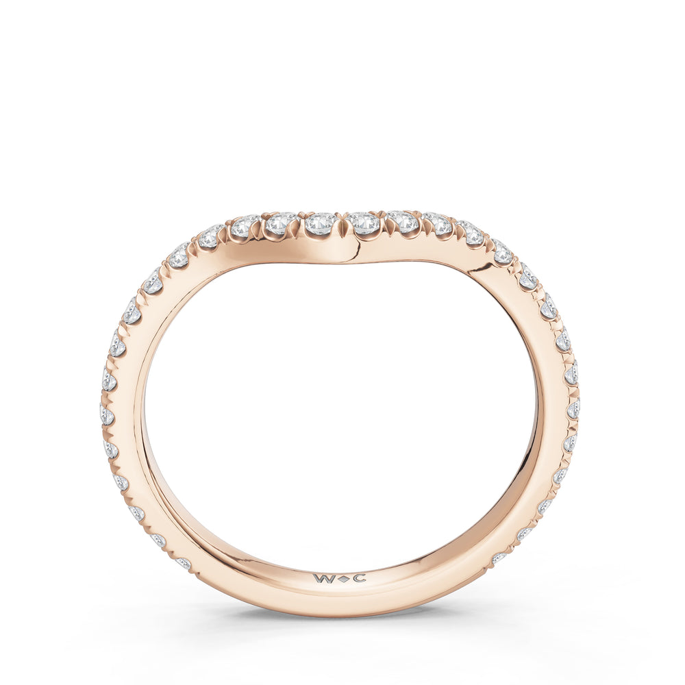 The Rosalune Diamond Wedding Band with Created Blue Sapphire Cut Diamond in 14KT Rose Gold view 2
