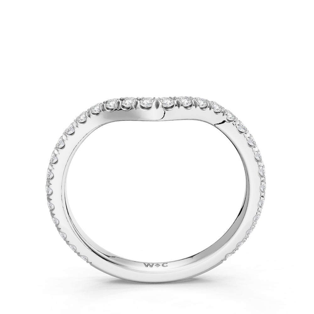 The Rosalune Diamond Wedding Band with Created Morganite Cut Diamond in 14KT Platinum view 2

