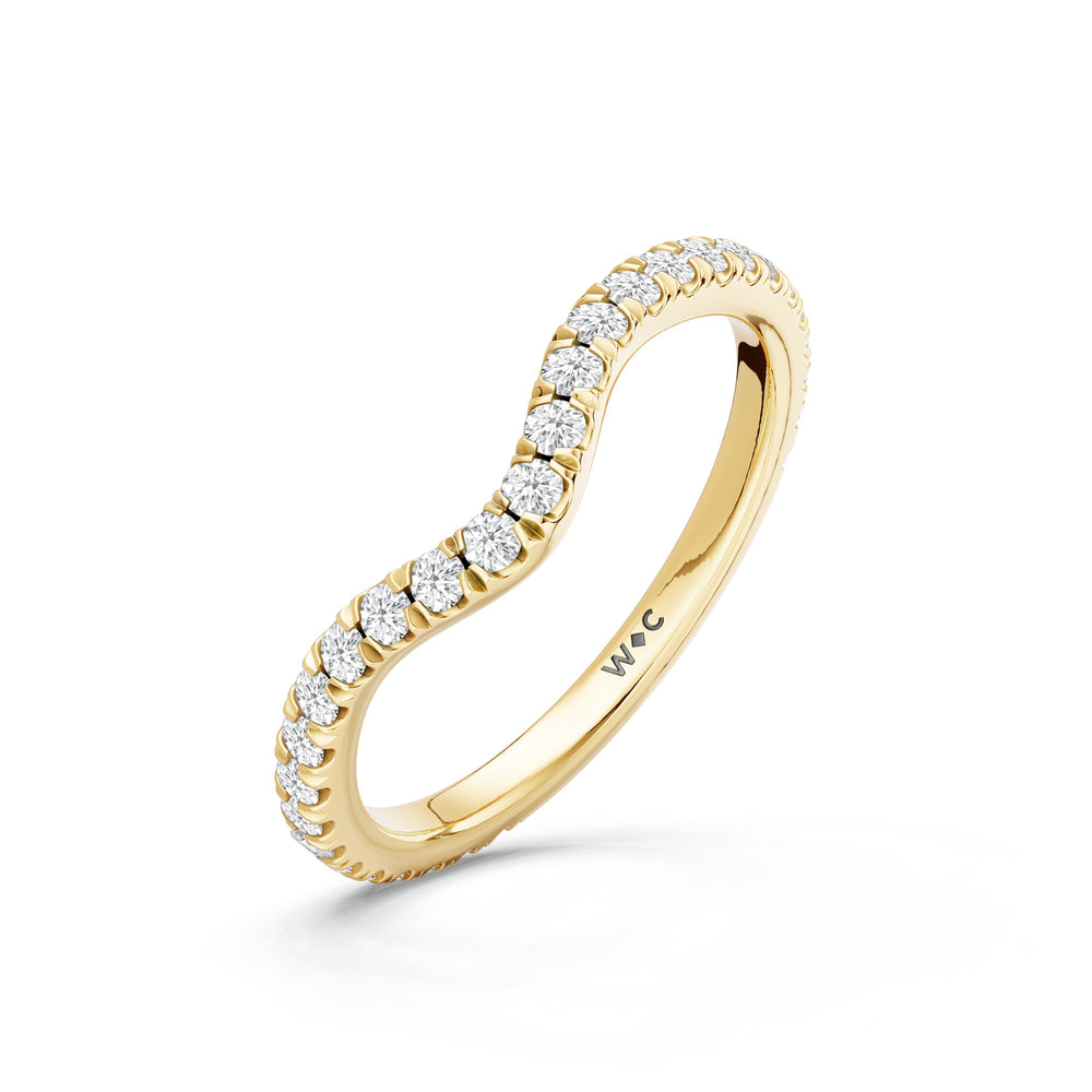 The Rosalune Diamond Wedding Band with Created Ruby Cut Diamond in 14KT Yellow Gold view 4
