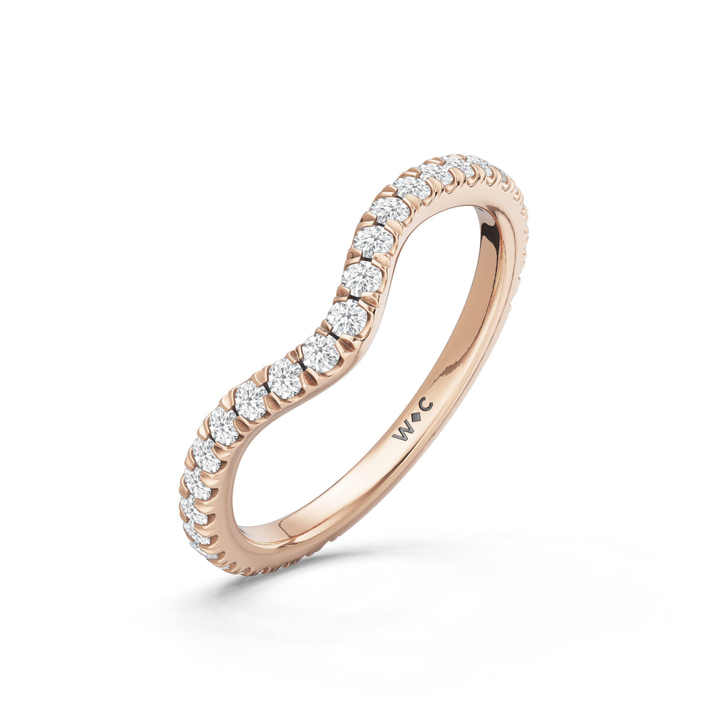 The Rosalune Diamond Wedding Band with Created London Blue Topaz Cut Diamond in 14KT Rose Gold view 4
