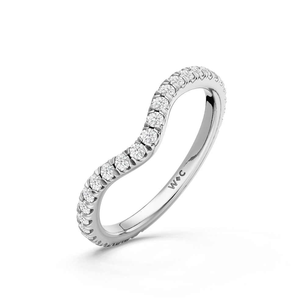 The Rosalune Diamond Wedding Band with Created Emerald Cut Diamond in 14KT Platinum view 4
