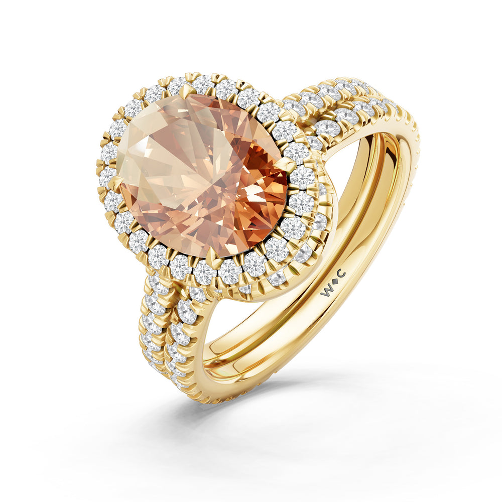 The Roselle Ring with Created Morganite Cut Diamond in 14KT Yellow Gold view 4

