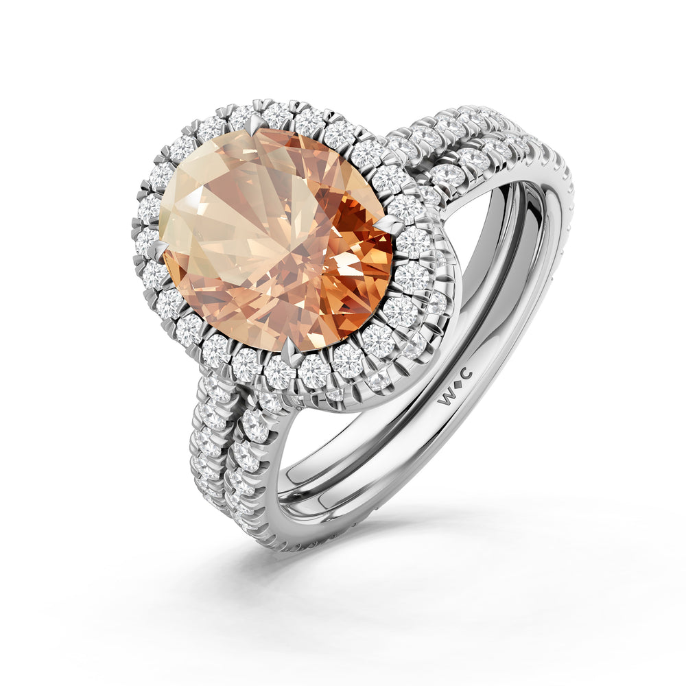 The Roselle Ring with Created Morganite Cut Diamond in 14KT Platinum view 4
