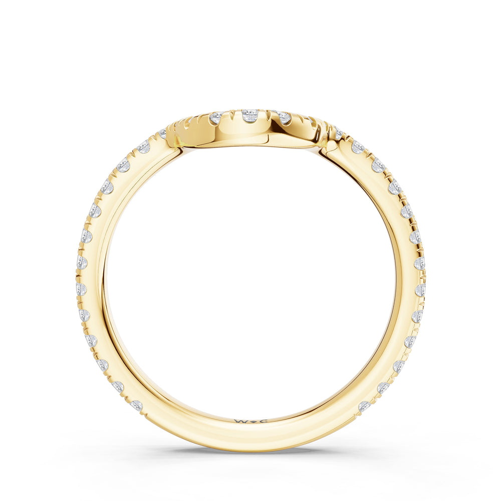 The Roselle Diamond Wedding Band with Created London Blue Topaz Cut Diamond in 14KT Yellow Gold view 2
