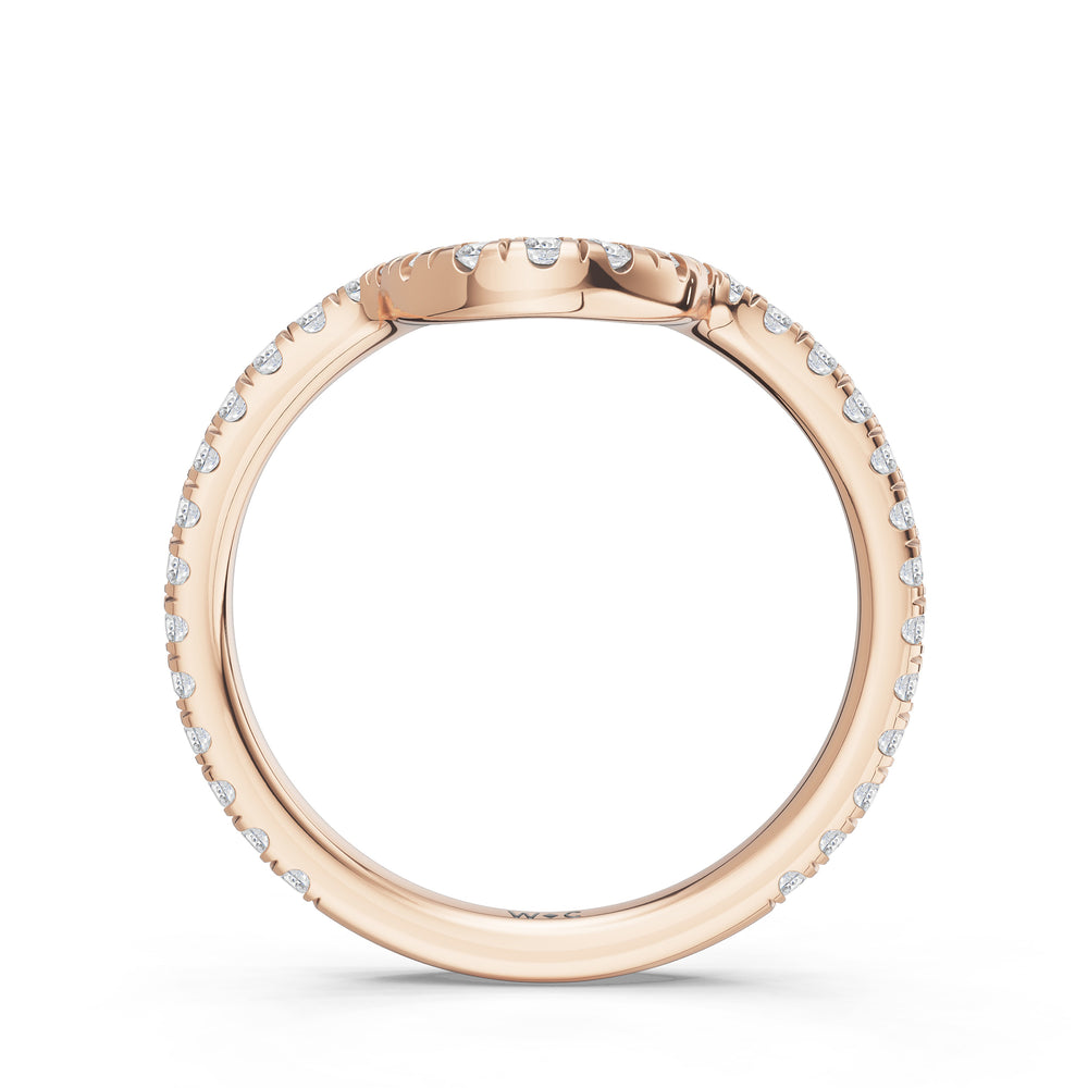 The Roselle Diamond Wedding Band with Created Ruby Cut Diamond in 14KT Rose Gold view 2
