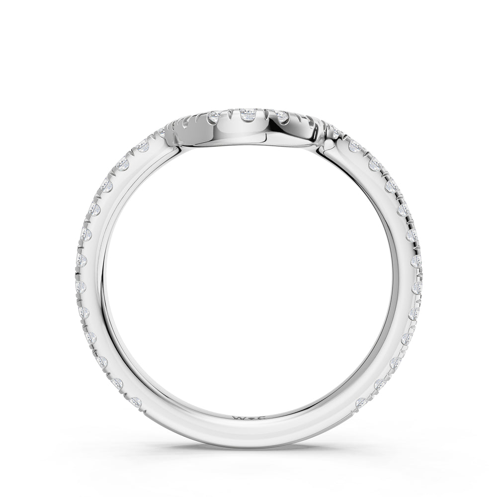 The Roselle Diamond Wedding Band with Created London Blue Topaz Cut Diamond in 14KT Platinum view 2
