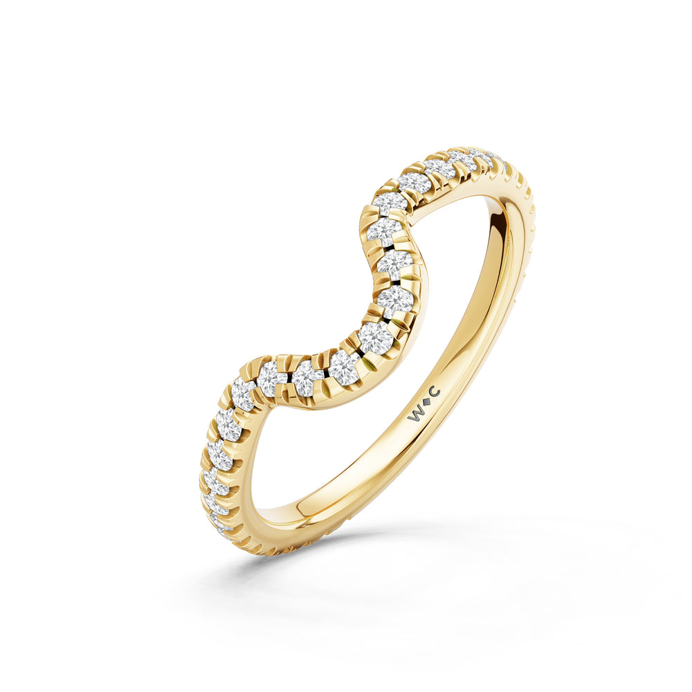 The Roselle Diamond Wedding Band with Created Ruby Cut Diamond in 14KT Yellow Gold view 4
