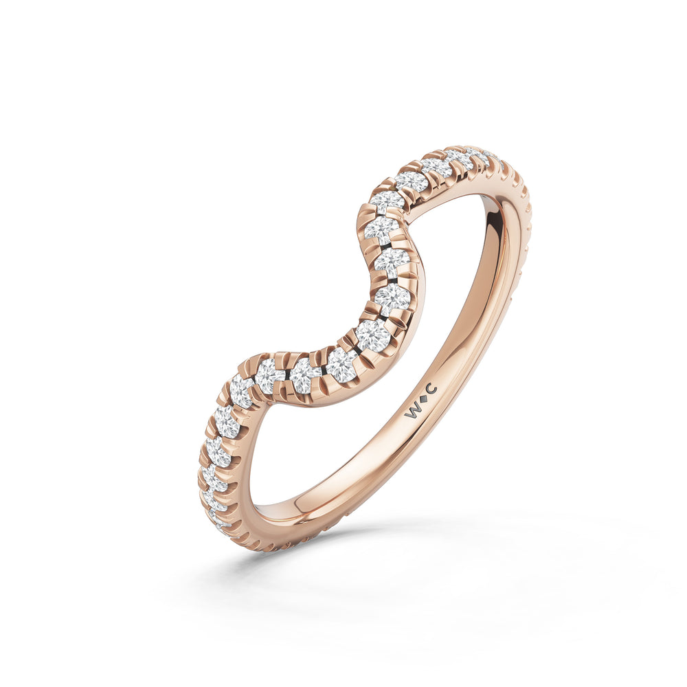 The Roselle Diamond Wedding Band with Created Blue Sapphire Cut Diamond in 14KT Rose Gold view 4
