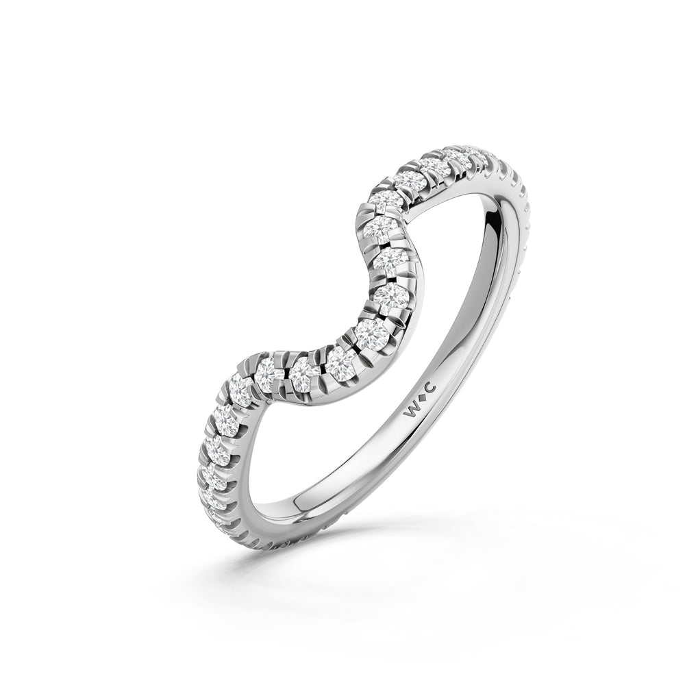 The Roselle Diamond Wedding Band with Created London Blue Topaz Cut Diamond in 14KT Platinum view 4
