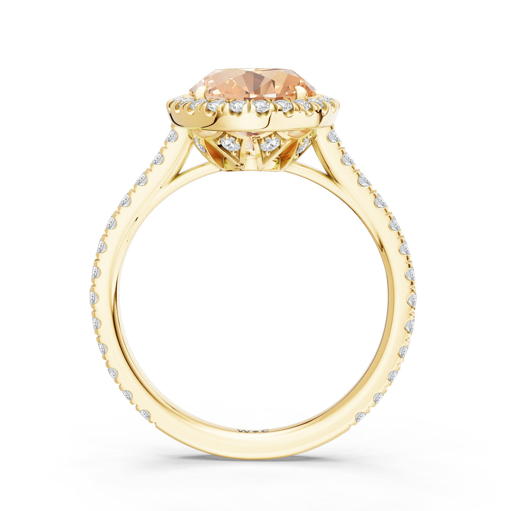 The Roselle Ring with Created Morganite Cut Diamond in 14KT Yellow Gold view 2
