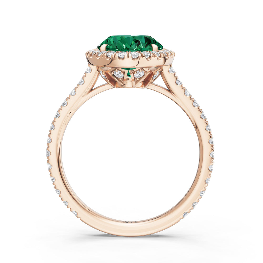 The Roselle Ring with Created Emerald Cut Diamond in 14KT Rose Gold view 2
