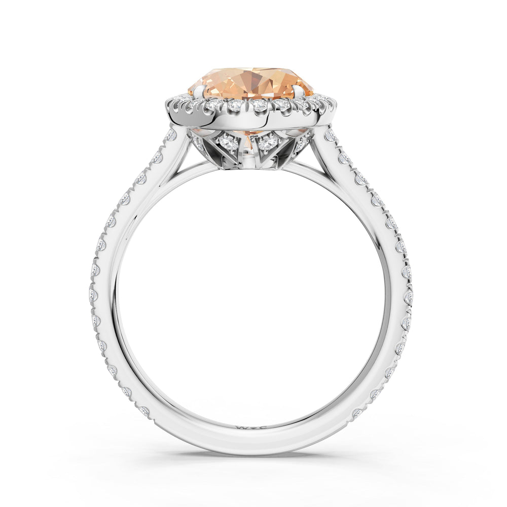 The Roselle Ring with Created Morganite Cut Diamond in 14KT Platinum view 2
