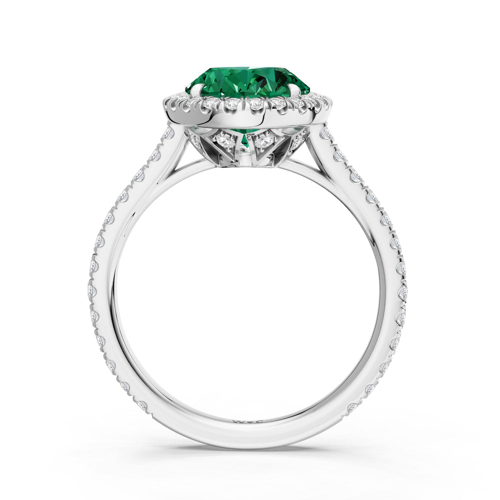 The Roselle Ring with Created Emerald Cut Diamond in 14KT Platinum view 2
