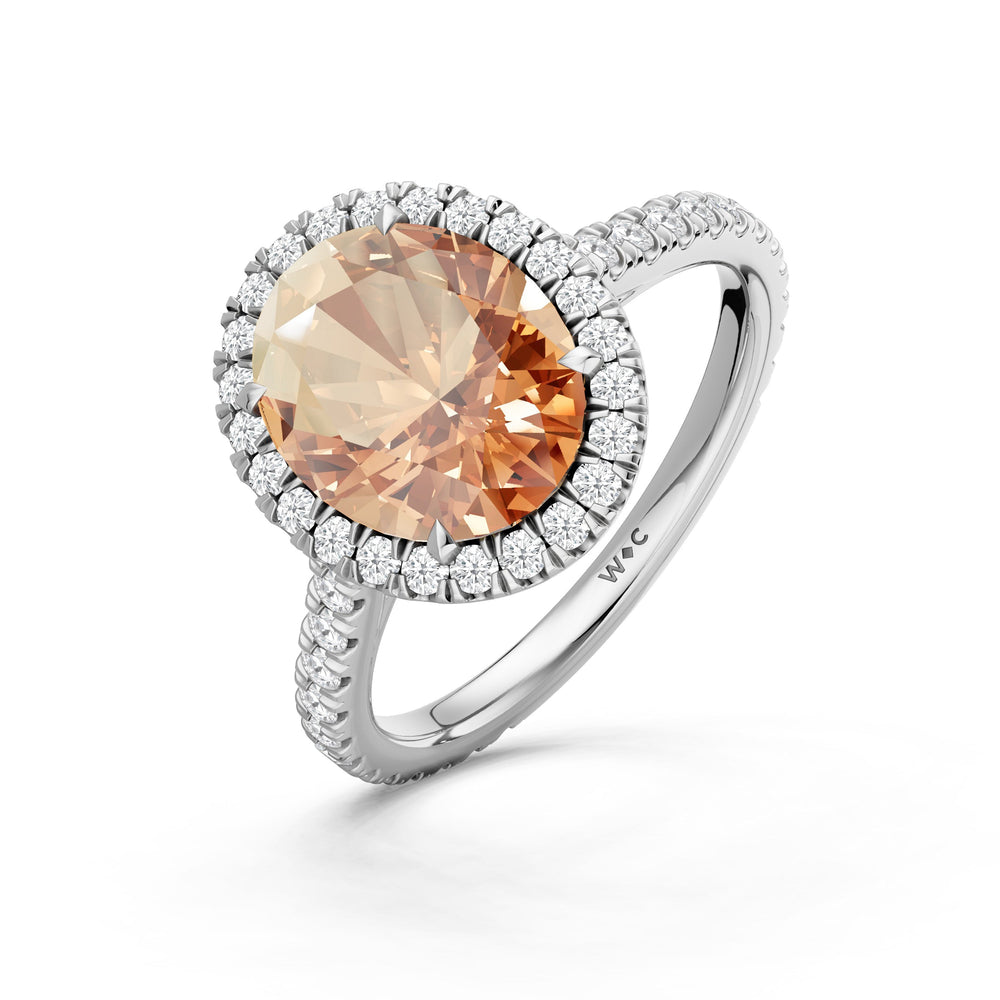The Roselle Ring with Created Morganite Cut Diamond in 14KT Platinum view 3
