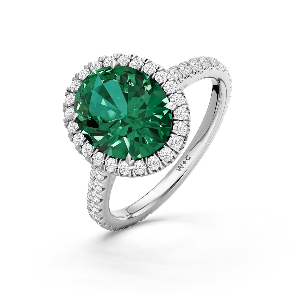 The Roselle Ring with Created Emerald Cut Diamond in 14KT Platinum view 3
