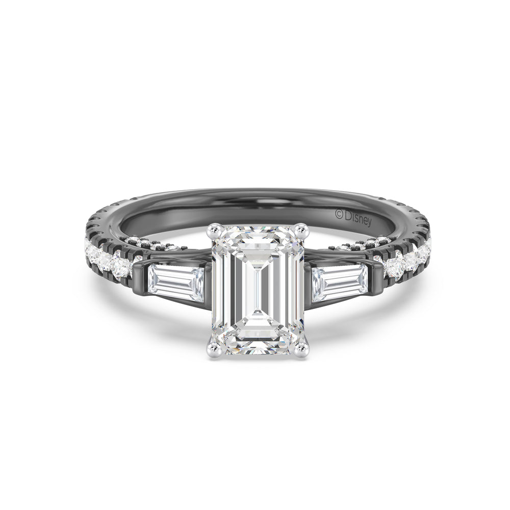 Enchanted Star Lab Grown Diamond Black Rhodium Over 14K Gold Ursula Engagement Ring with Black/White Cut Diamond in 14KT Emerald view 2
