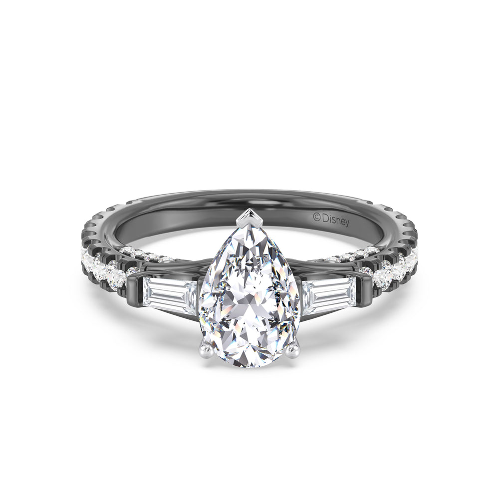 Enchanted Star Lab Grown Diamond Black Rhodium Over 14K Gold Ursula Engagement Ring with Black/White Cut Diamond in 14KT Pear view 3

