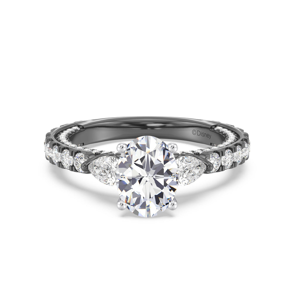 Enchanted Star Lab Grown Diamond Black Rhodium Over 14K Gold Ursula Engagement Ring with Black/White Cut Diamond in 14KT Pear view 2
