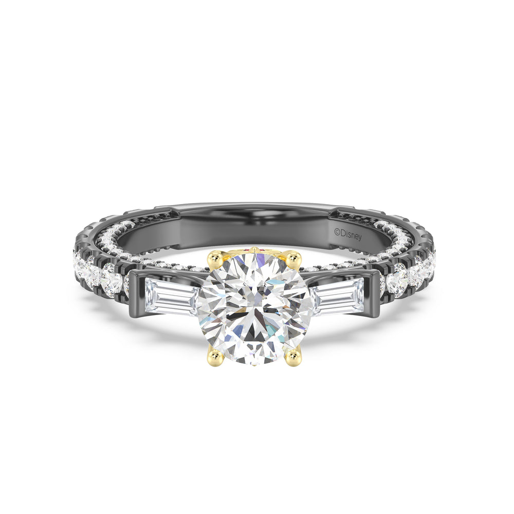Enchanted Star Lab Grown Diamond Black Rhodium Over 14K Gold Evil Queen Garnet Engagement Ring with Black/Yellow Cut Diamond in 14KT Round view 2
