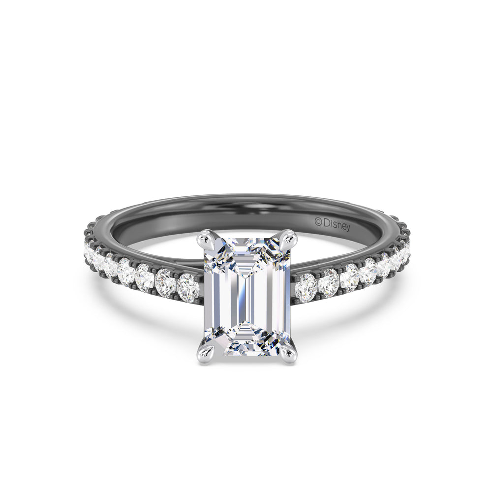 Enchanted Star Lab Grown Diamond Black Rhodium Over 14K Gold Maleficent Engagement Ring with Black/White Cut Diamond in 14KT Emerald view 2
