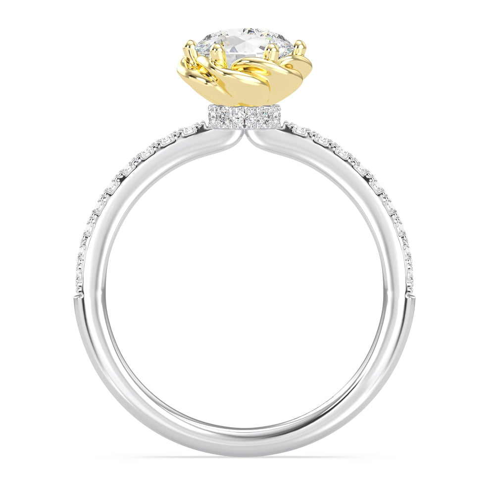 Enchanted Star Lab Grown Diamond 14K Gold Belle Rose Engagement Ring with White/Yellow Cut Diamond in 14KT Round view 3
